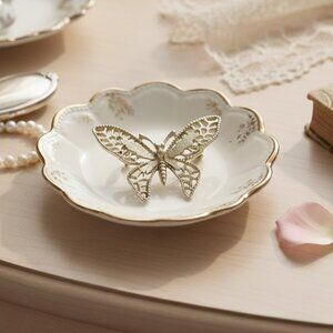 Vintage 1970's Sarah Coventry Butterfly Brooch Pin Gold